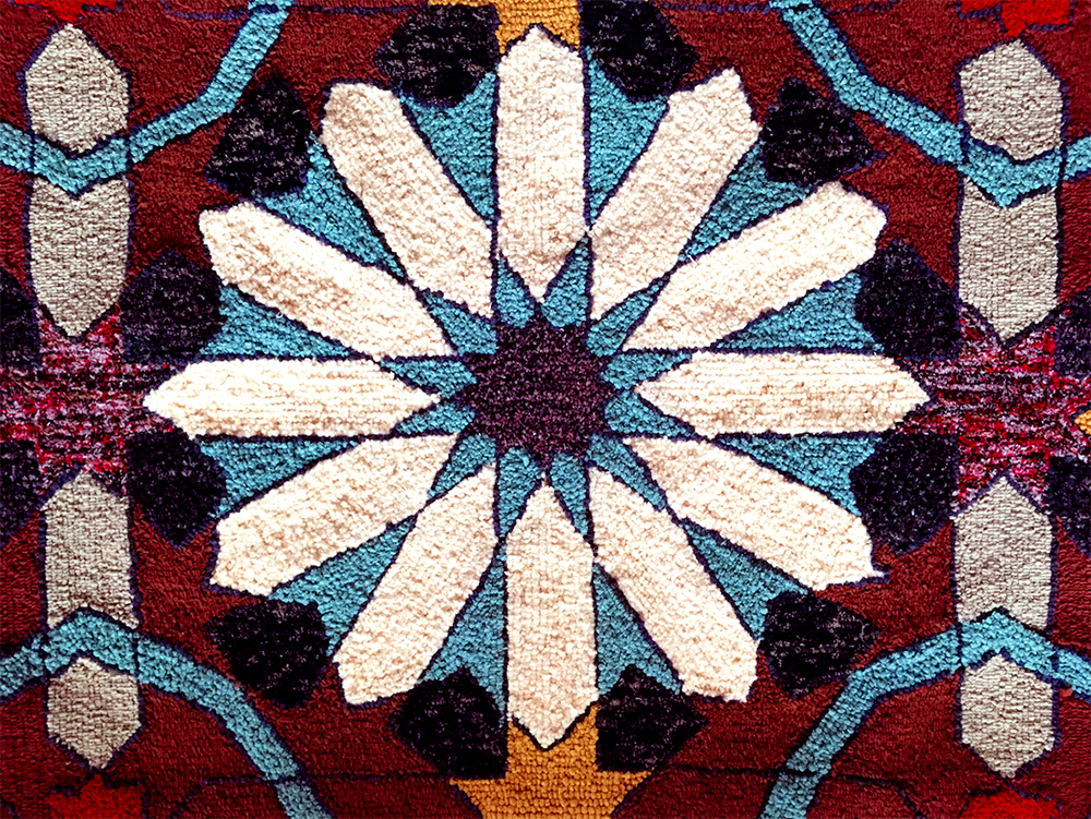 Mandala wool hooked rug