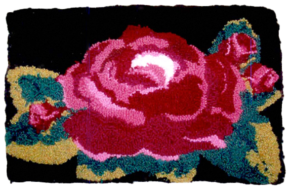rose hooked rug