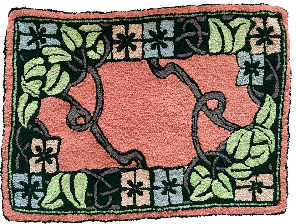 Garden wool hooked rug