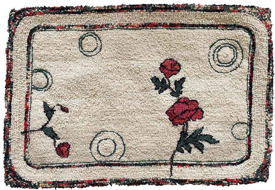 Rose wool hooked rug