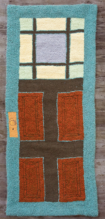 Floor Door wool hooked rug