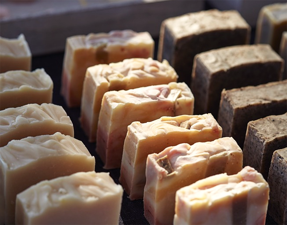 Tray of handmade soap 