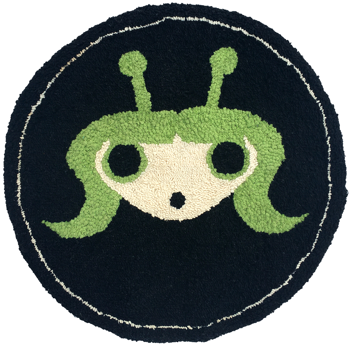 Alien Menace wool hooked rug